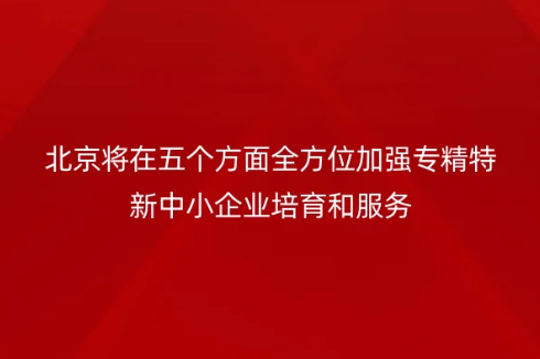北京將在五個方面全方位加強專精特新中小企業(yè)培育和服務